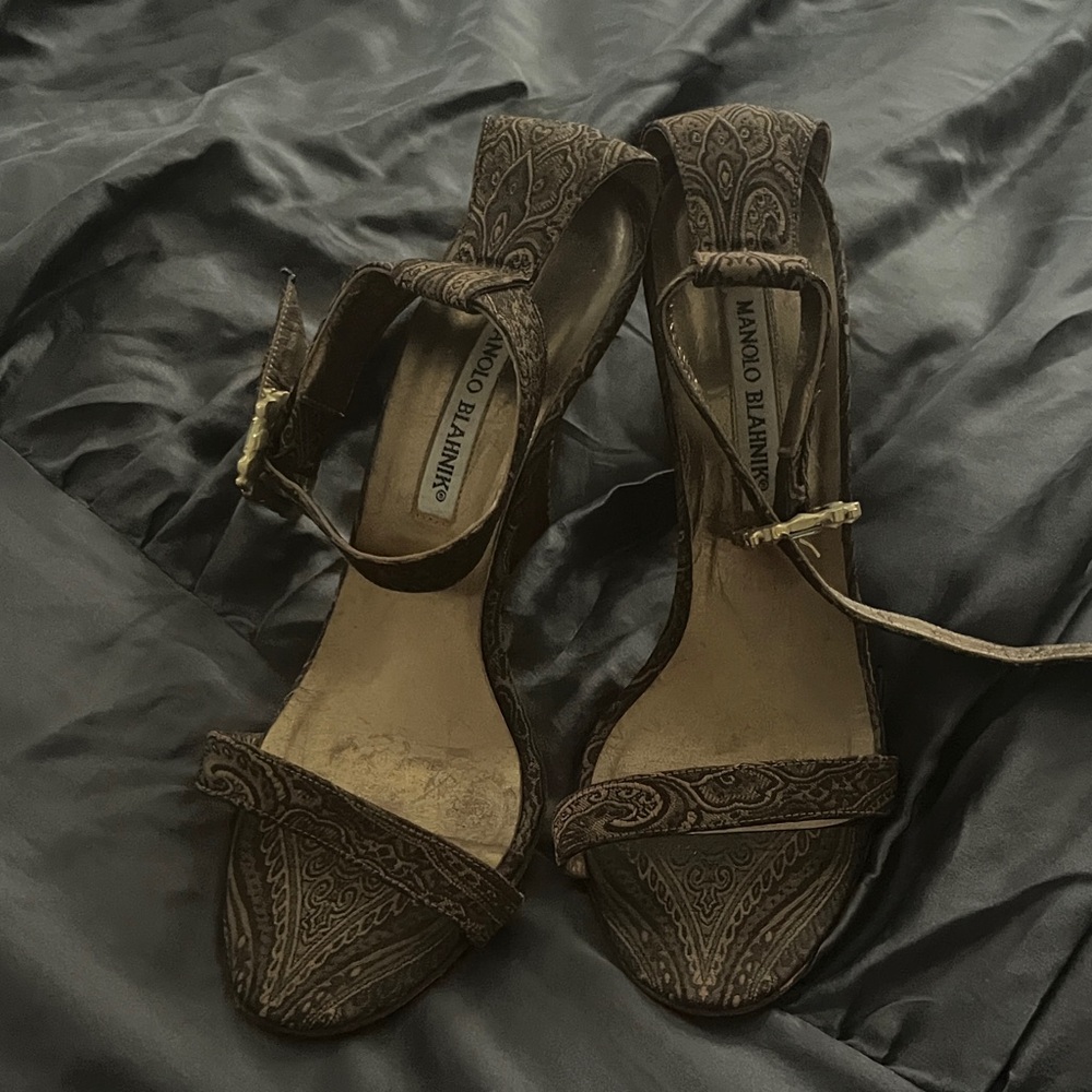 Manolo Blahnik Intricate Brown Heels